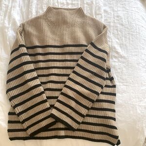 Rails Beige and Black Striped Cowl Neck Sweater